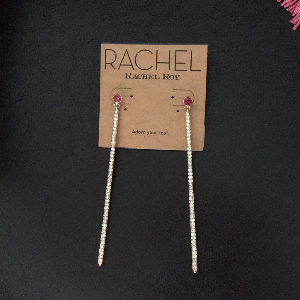 Rachel Roy Linear Ruby & Pave Earrings